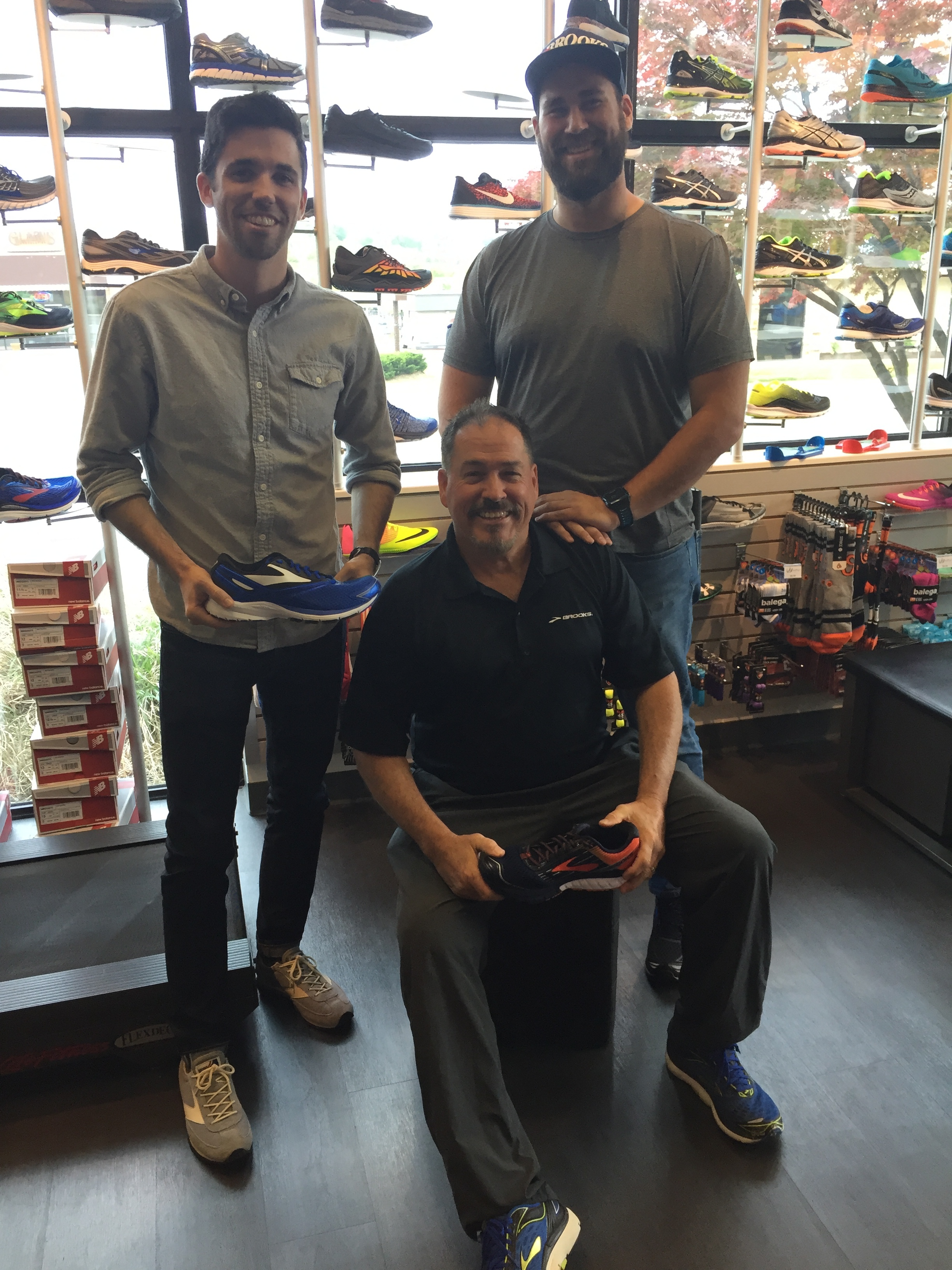 From right to left: Connor, Mike and Brennan with their favorite Brooks shoes!